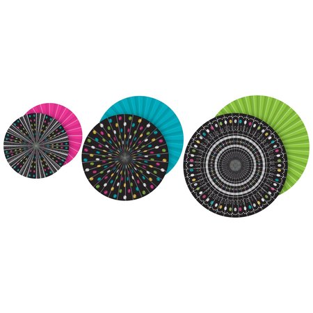 TEACHER CREATED RESOURCES Chalkboard Brights Hanging Paper Fans, PK9 TCR77104